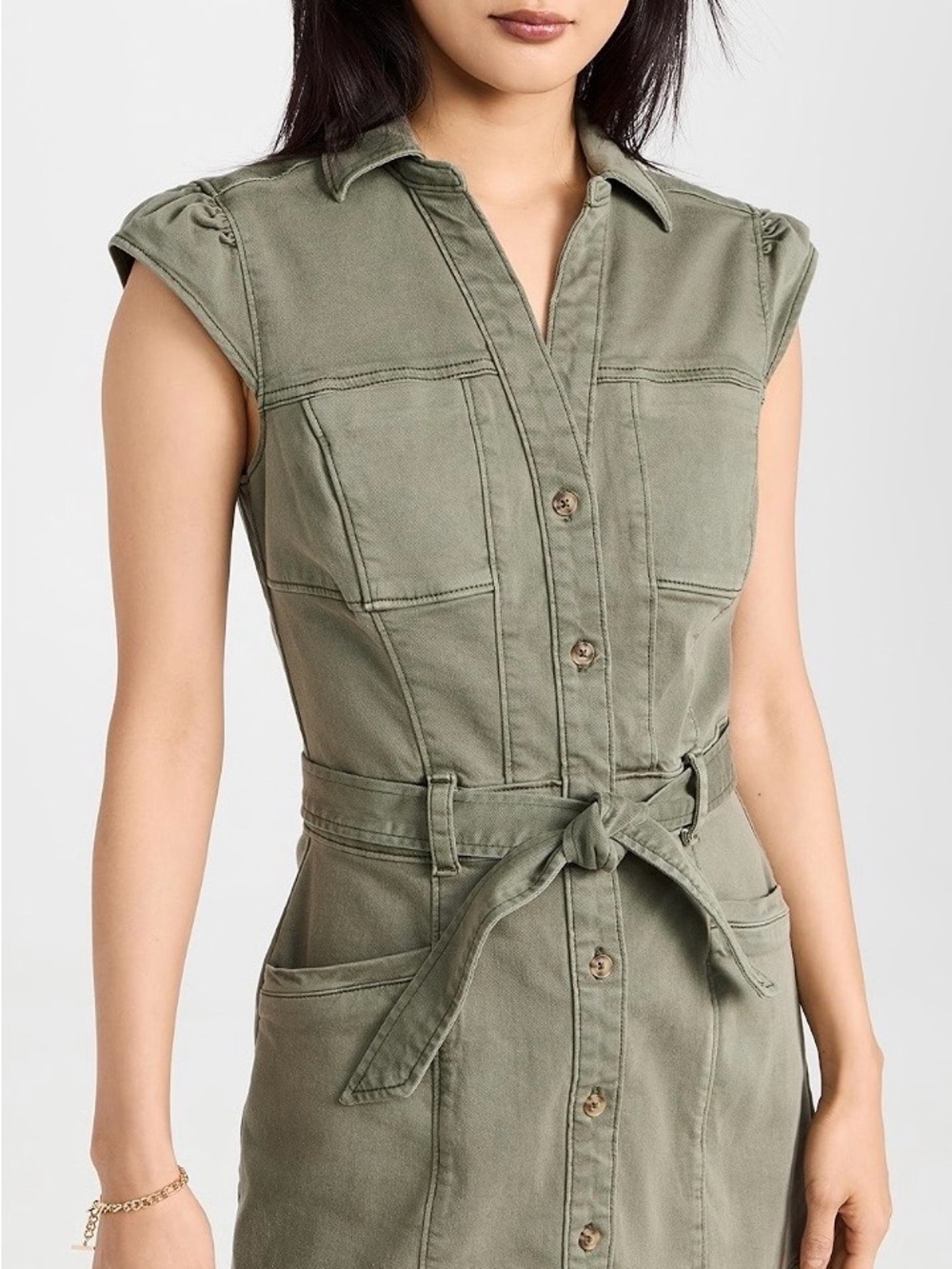 NWT PAIGE Jaxsyn Utility Dress in Olive Green. Size 4